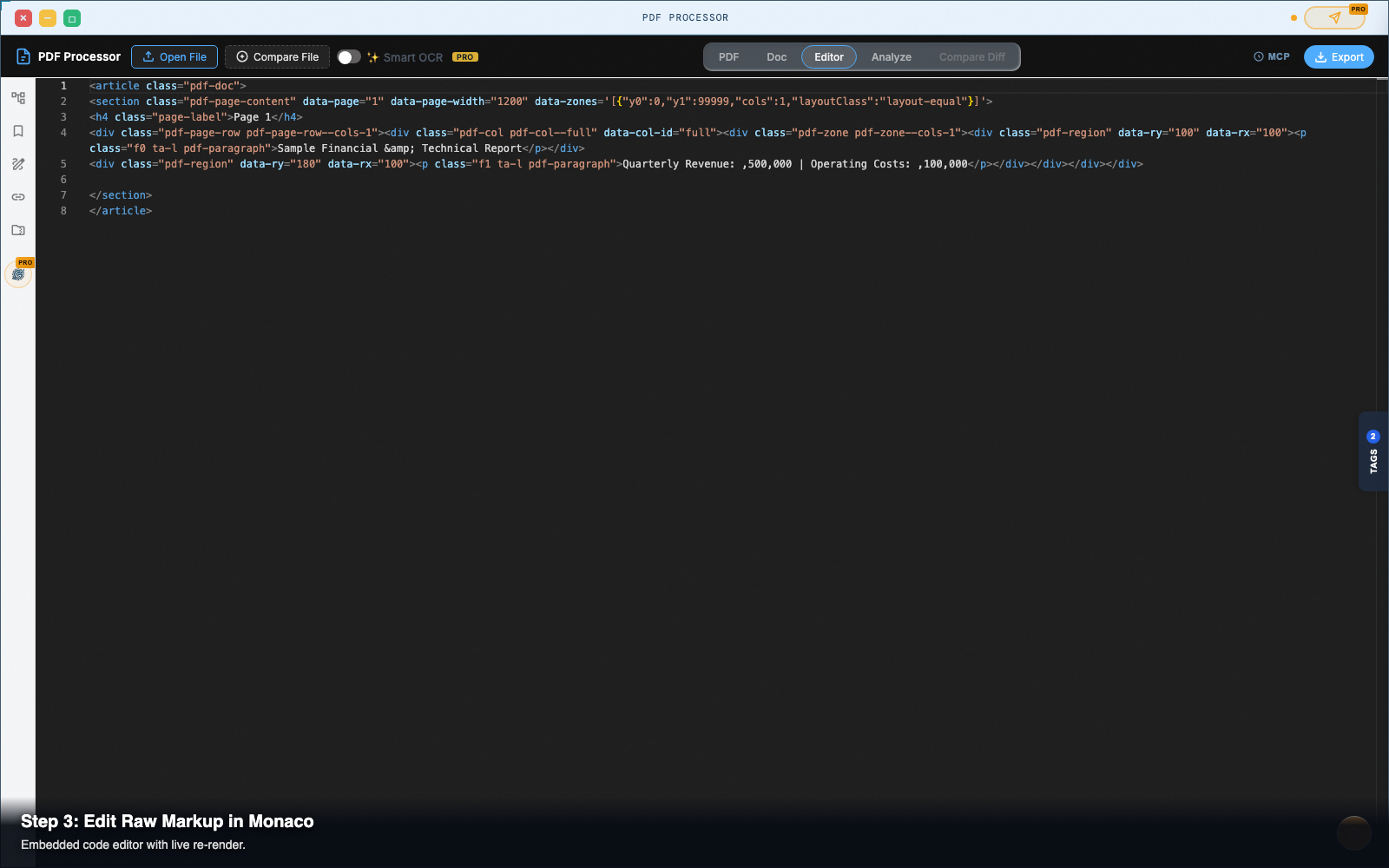 Step 3 — Refine structure with the floating toolbar