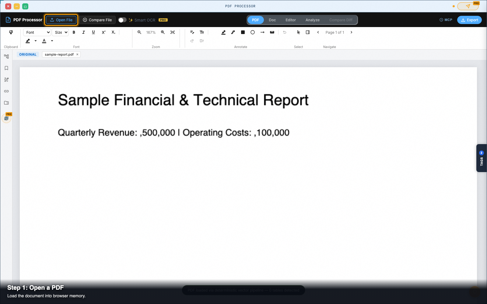 Step 1 — Open a PDF <em>(0:04)</em>