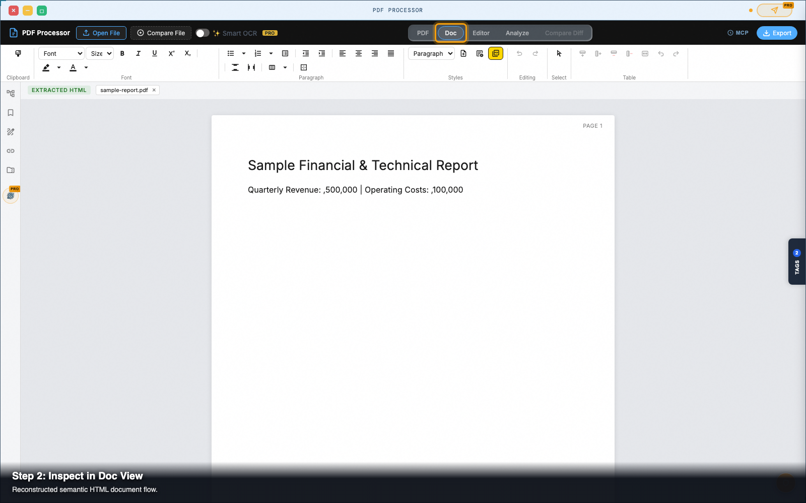 Step 2 — Find the file name in the pane header <em>(0:07)</em>